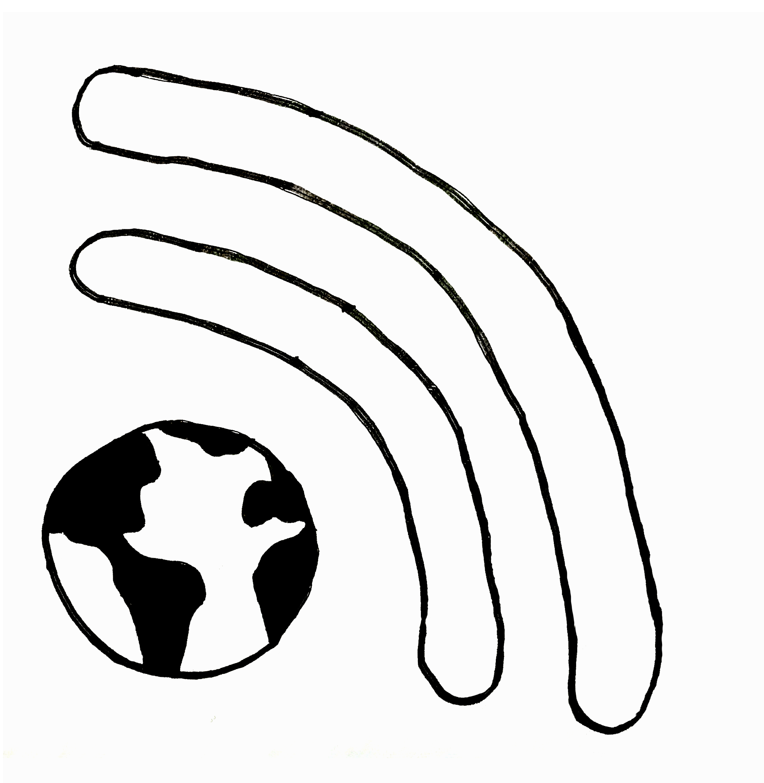 An illustration of Earth with WiFi signals shooting out of it.