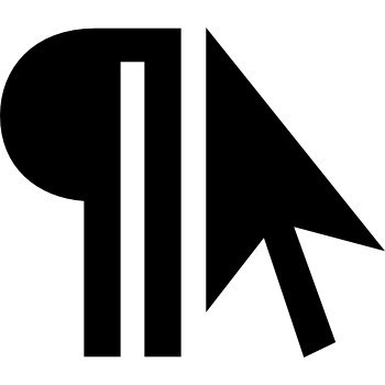 A logomark containing a pilcrow and a computer cursor.