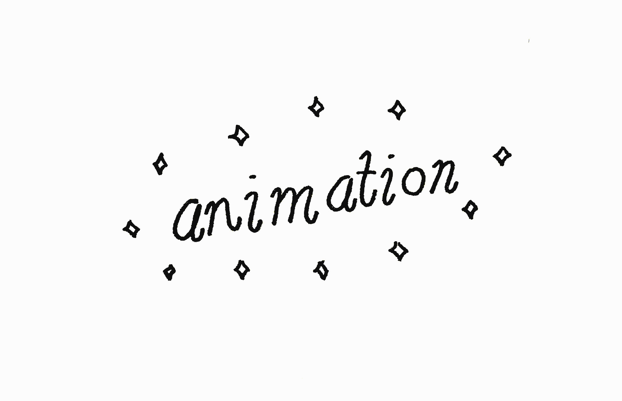 The word 'Animation' surrounded by animated sparkles.